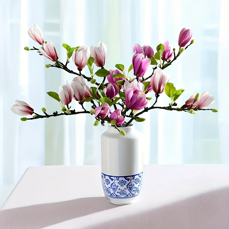 Set of 4 Realistic Magnolia Flowers – Elegant and Timeless for Weddings and Luxury Decoration