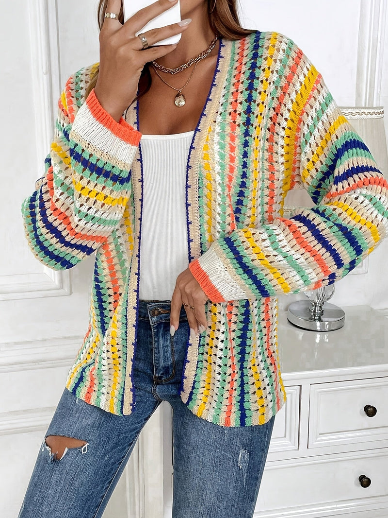 Vibrant Striped Sweater Cardigan – Ideal for Spring and Autumn