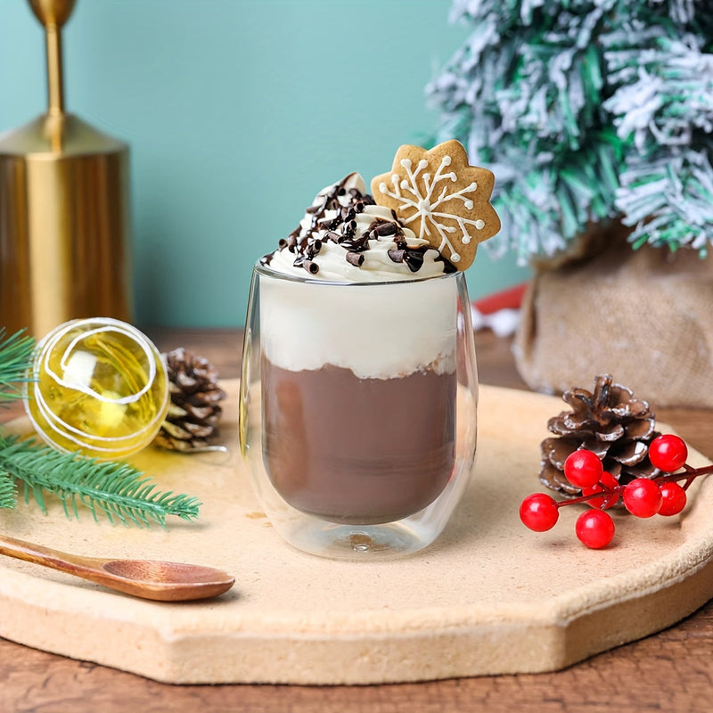 Zestaw 4 Szklanek Podwójnościennych – 350ml Szklanka do Napojów Gorących i Zimnych