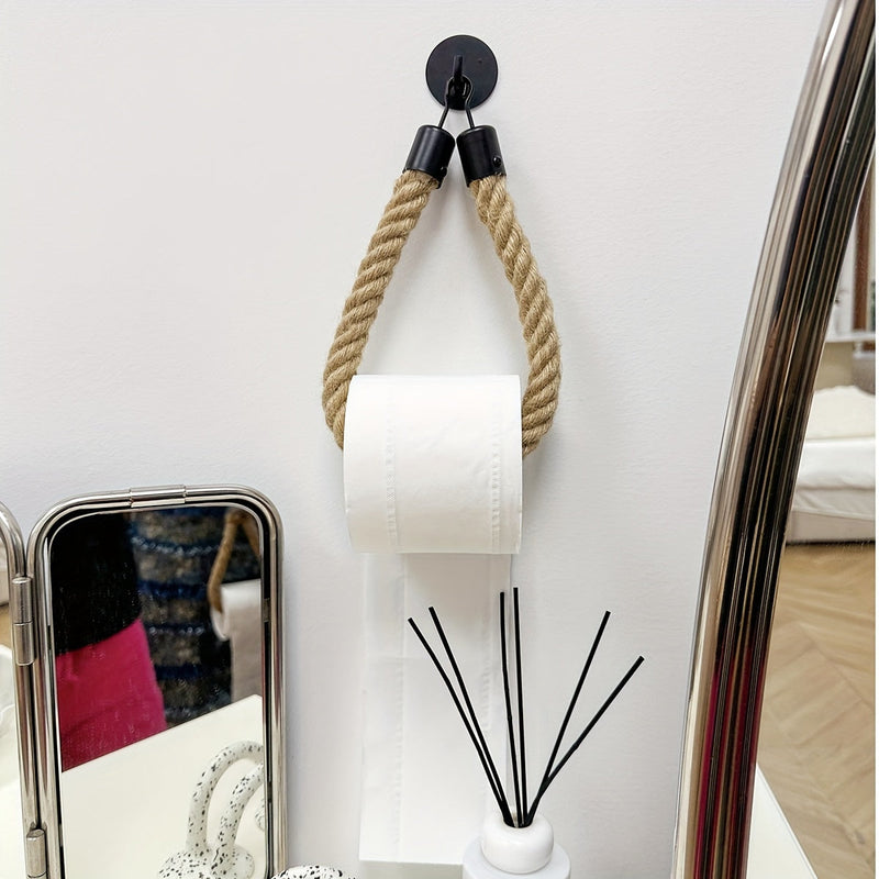Uchwyt na papier toaletowy z liny konopnej - Dla stylowych łazienek