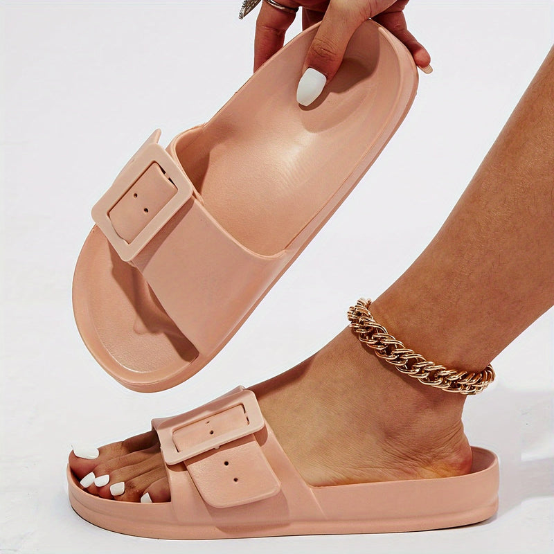 Papuci de damă confortabili cu cataramă – ușori și reglabili pentru uz interior și exterior