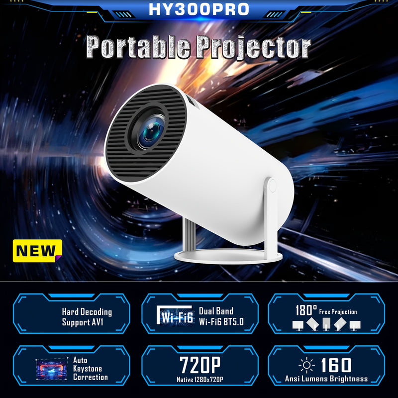 Proiector Mini Inteligent - Proiector Portabil Rotativ la 180° pentru Filme în Aer Liber și Streaming