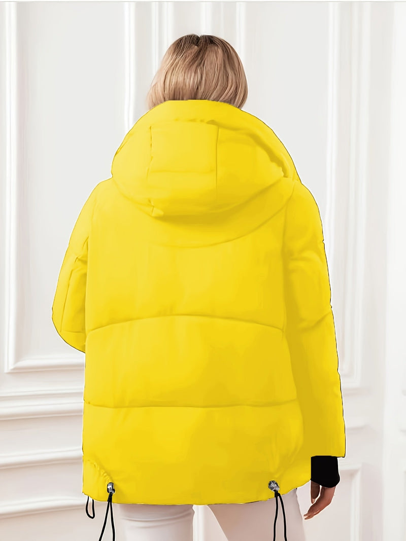 Nowoczesna Zimowa Kurtka z Regulowanym Kapturem i Talią – Pikowane Wykonanie dla Maksymalnego Ciepła i Komfortu