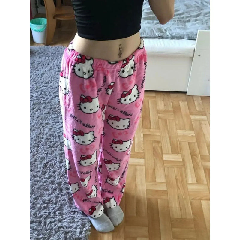 Hello Kitty Damskie Spodnie Piżamowe - Zabawne i Wygodne na Marzycielskie Wieczory