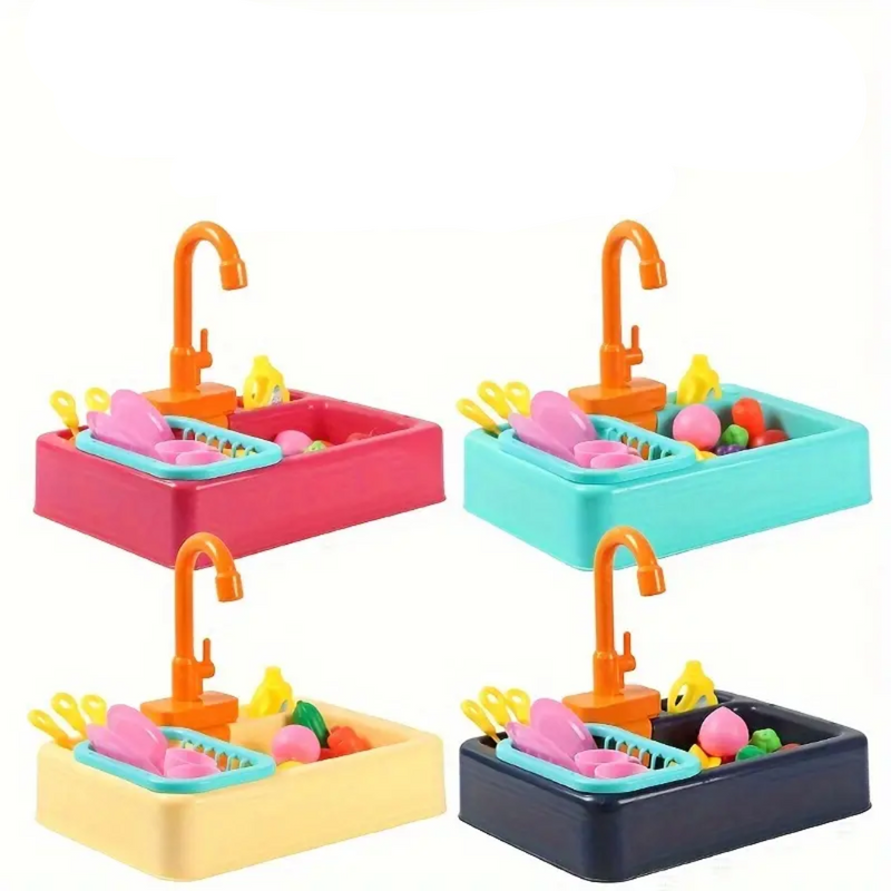 Mini Szef Zestaw Zlewozmywak – Z Płynącym Kranu i Zabawowymi Warzywami