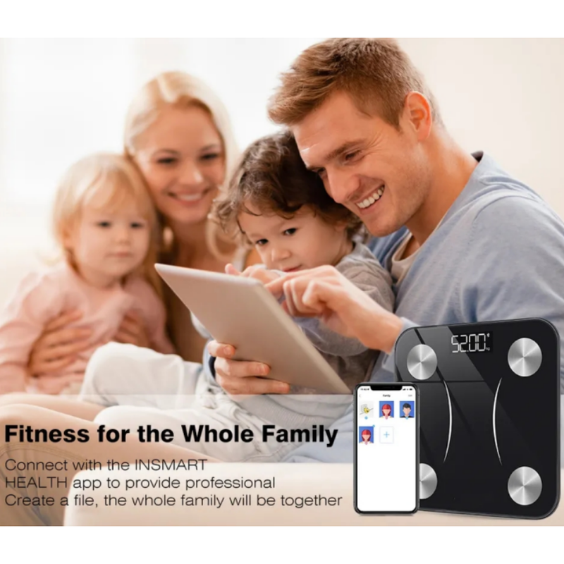 Inteligentna Waga do Analizy Ciała – Mierzy Wagą, Masę Mięśni, Procent Tłuszczu i Więcej