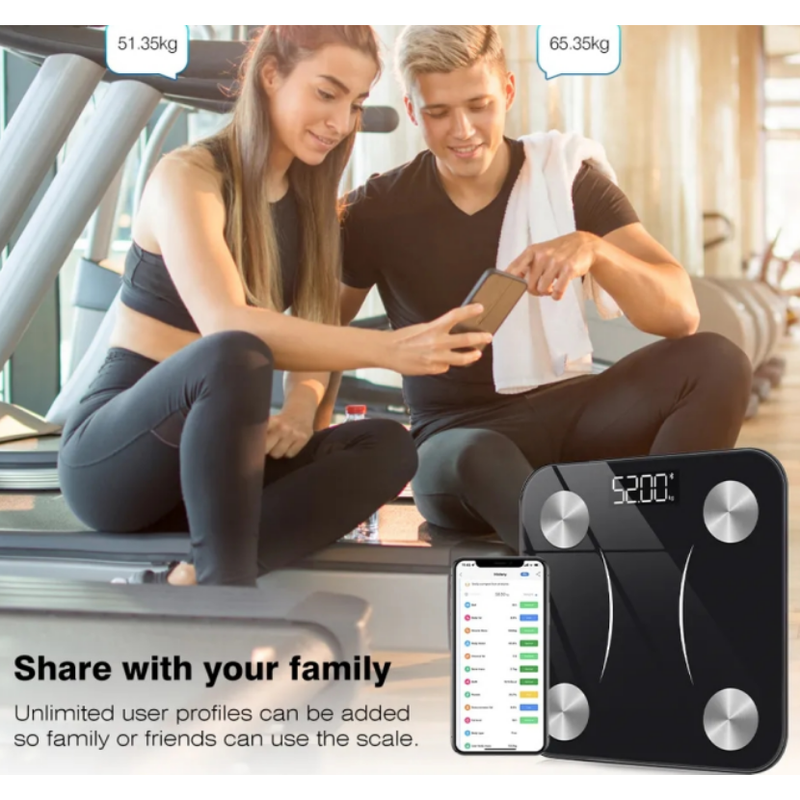 Inteligentna Waga do Analizy Ciała – Mierzy Wagą, Masę Mięśni, Procent Tłuszczu i Więcej